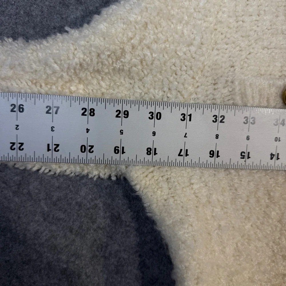 American Eagle Cream Fuzzy Gold Button Front Cardigan‎ Sweater XS Petite